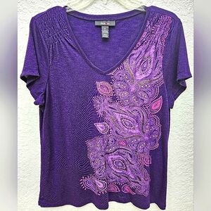"Style & Co" Beautiful Purple Top with Beeds